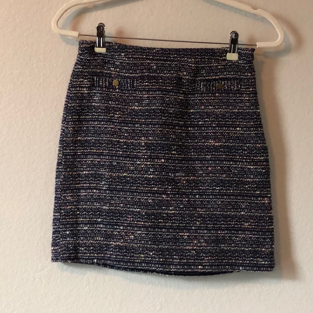 Loft 0P Textured Button Pocket Skirt